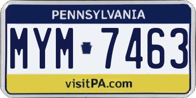 PA license plate MYM7463