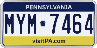PA license plate MYM7464