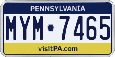 PA license plate MYM7465