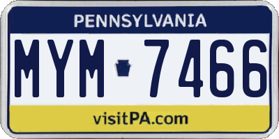 PA license plate MYM7466