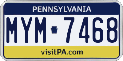 PA license plate MYM7468