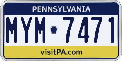 PA license plate MYM7471
