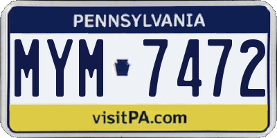 PA license plate MYM7472