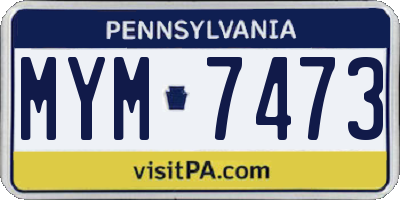 PA license plate MYM7473