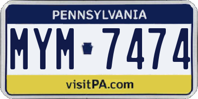 PA license plate MYM7474