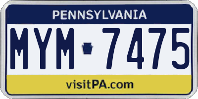 PA license plate MYM7475