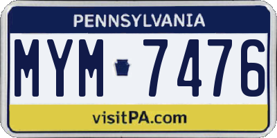 PA license plate MYM7476