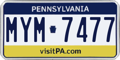 PA license plate MYM7477