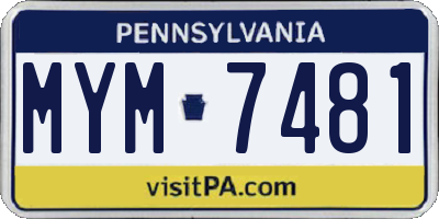 PA license plate MYM7481