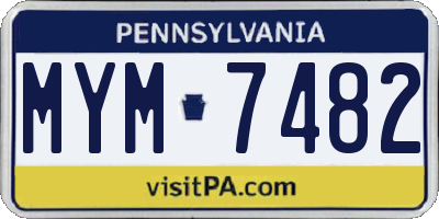 PA license plate MYM7482
