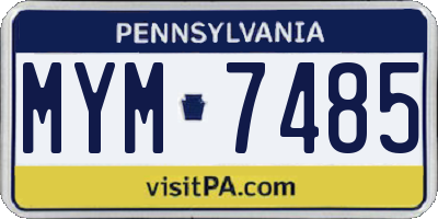 PA license plate MYM7485
