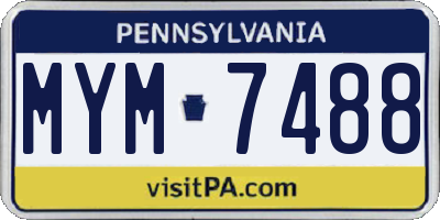 PA license plate MYM7488