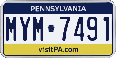 PA license plate MYM7491