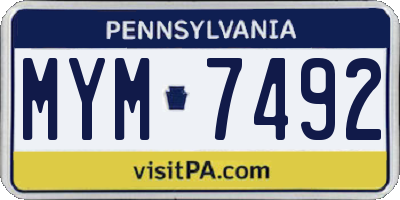 PA license plate MYM7492