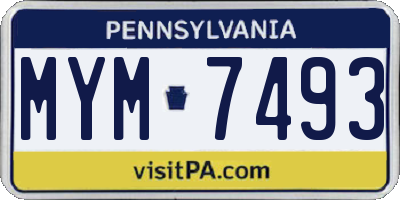 PA license plate MYM7493
