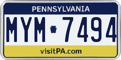 PA license plate MYM7494