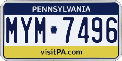 PA license plate MYM7496