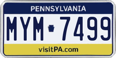 PA license plate MYM7499