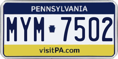 PA license plate MYM7502