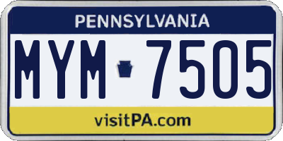 PA license plate MYM7505