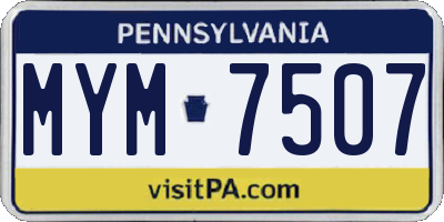 PA license plate MYM7507