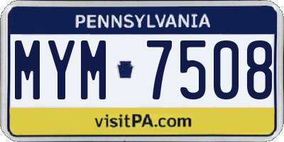 PA license plate MYM7508
