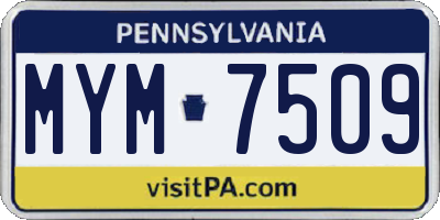 PA license plate MYM7509
