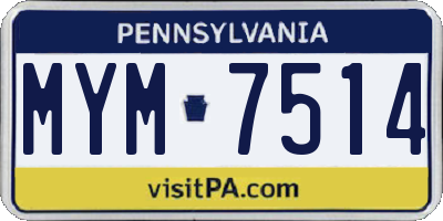 PA license plate MYM7514