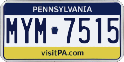 PA license plate MYM7515