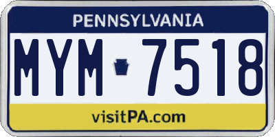 PA license plate MYM7518