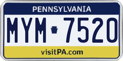 PA license plate MYM7520