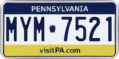PA license plate MYM7521