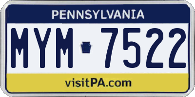 PA license plate MYM7522