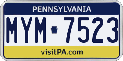 PA license plate MYM7523