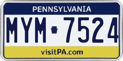 PA license plate MYM7524