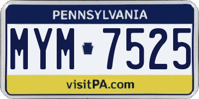 PA license plate MYM7525