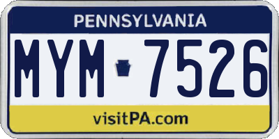 PA license plate MYM7526