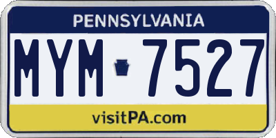 PA license plate MYM7527
