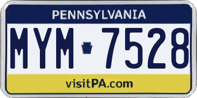 PA license plate MYM7528