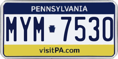 PA license plate MYM7530
