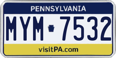 PA license plate MYM7532