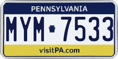 PA license plate MYM7533