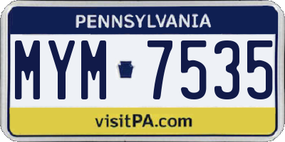 PA license plate MYM7535