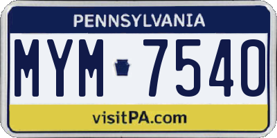 PA license plate MYM7540