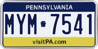 PA license plate MYM7541