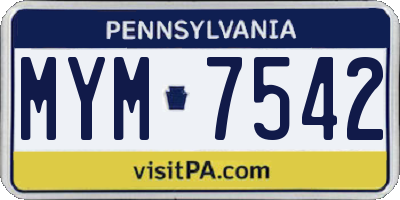 PA license plate MYM7542