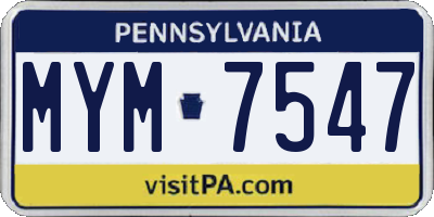 PA license plate MYM7547