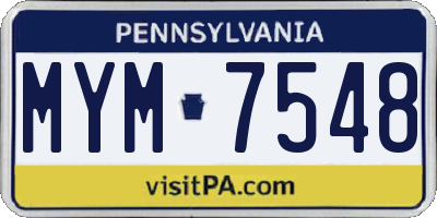 PA license plate MYM7548