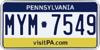 PA license plate MYM7549