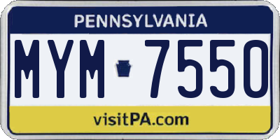 PA license plate MYM7550